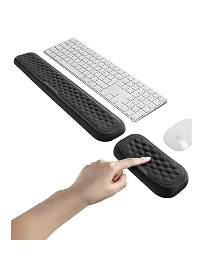 ANKOVO Keyboard Wrist Rest,Keyboard Pad Upgrade Enlarge Gel Memory Foam Set Keyboard Rest Cushion Support for Office, Computer Laptop Comfortable Lightweight for Easy Typing Pain Relief  - Image 1