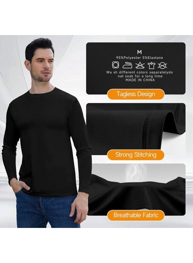 SIMIYA Mens Thermals Long Sleeve Undershirt Warm Fleece Lined Base Layer Thermal Tops Long John Shirts for Men, No Fleece Lined-black, XL - Image 5