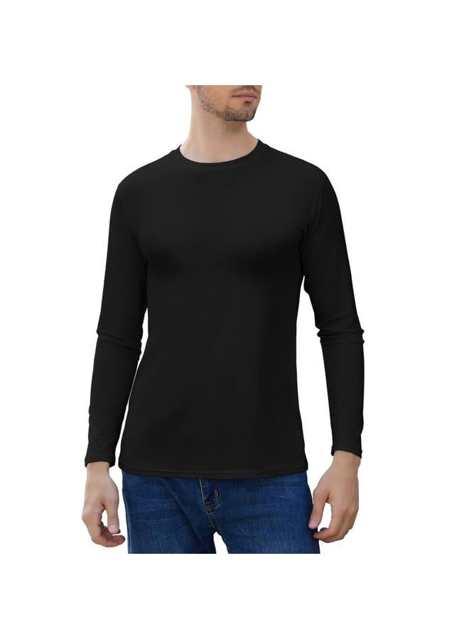 SIMIYA Mens Thermals Long Sleeve Undershirt Warm Fleece Lined Base Layer Thermal Tops Long John Shirts for Men, No Fleece Lined-black, XL - Image 1