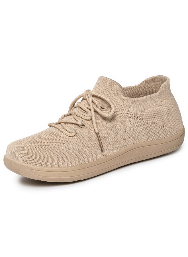 Spring And Autumn New European And American Style Round-toe Fly-knit Fashionable Comfortable Wide-toe Casual Sports Slip-on Shoes