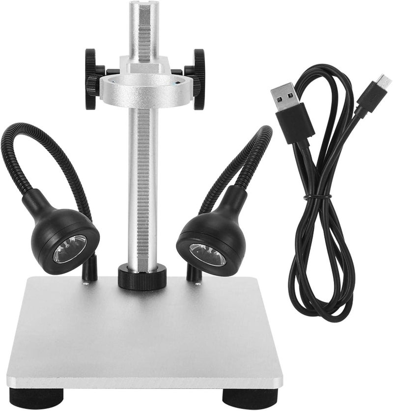 Tobo Microscope Base Stand, Aluminum Alloy USB Charging Adjustable Bracket Holder with Dual Light Source for Digital Microscope TD-1391S - Image 1