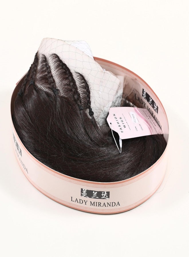 Lady Miranda 13x4 Straight Bob Lace Frontal Wigs Pre-Braided Cornrow Lace Front Bob Wig for Black Women Short Braided Wigs for Black Women Stylish Glueless Synthetic Wig (Dark Brown) - Image 4
