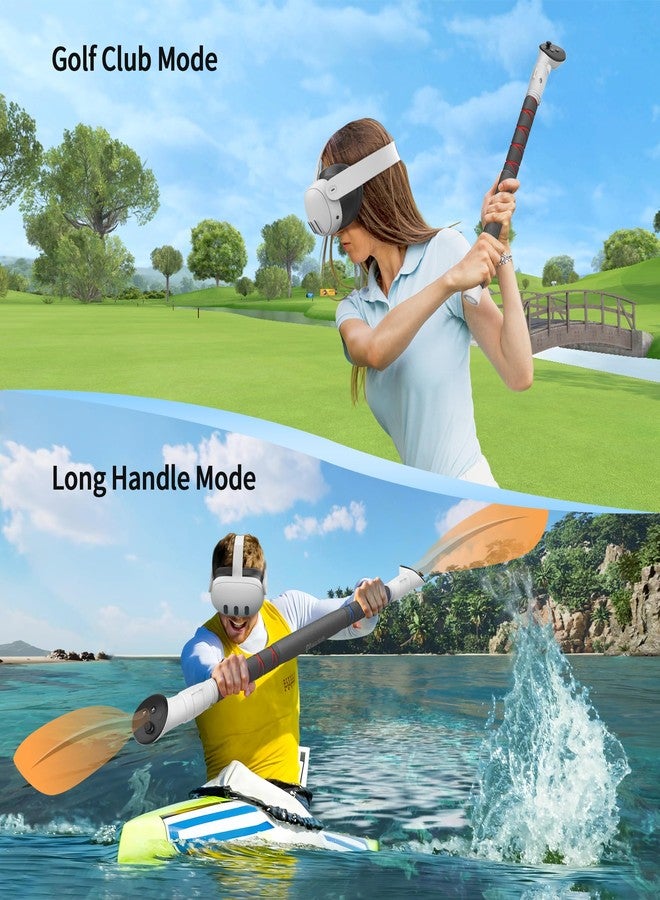 AMVR 3-in-1 Handle Attachment Compatible with Meta/Oculus Quest 3 Accessories,Beat Saber Handles,VR Gorilla Tag Long Arms Extension Grip,for Q3 Golf Club Attachment,VR Game(Not for Charging Dock) - Image 3
