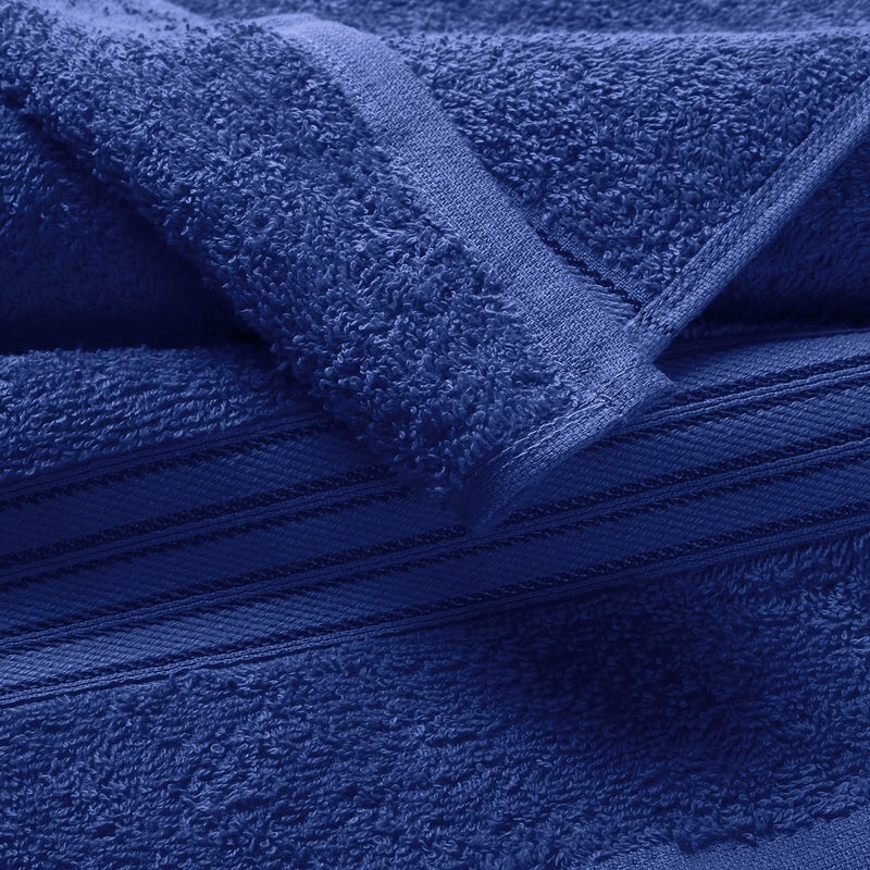 BOUTIQUO 6 Pack Cotton Towel Set  Contains 2 Bath Towels 28x55 inch  2 Hand Towels 16x24 inch & 2 Wash Coths 12x12 inch  Ideal Everyday use  Ultra Soft Compact & Lightweight - Navy Blue - Image 2