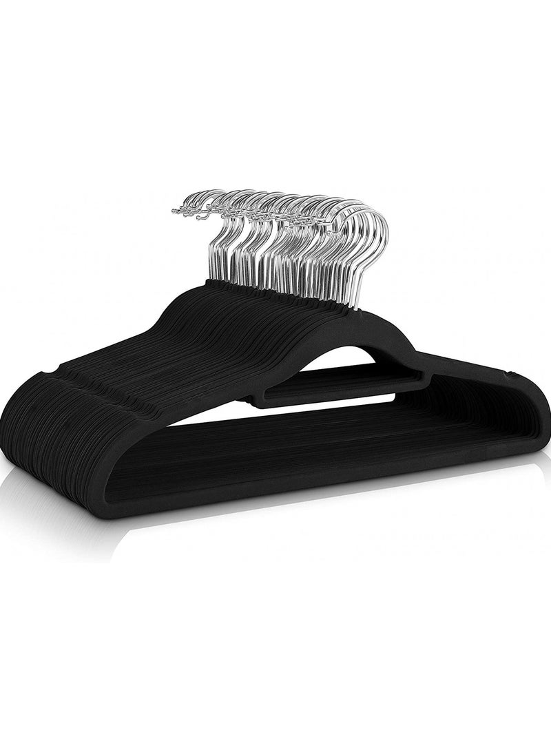 CityRiya-Long Hangers 50 Pack Coat Hanger Premium Suit Hangers for Men Women Robe Hangers Heavy Duty Clothing Hangers Pants Hanger Set Black Clothes Hangers with 360° Rotatable Hook & Shoulder Grooves  - Image 1