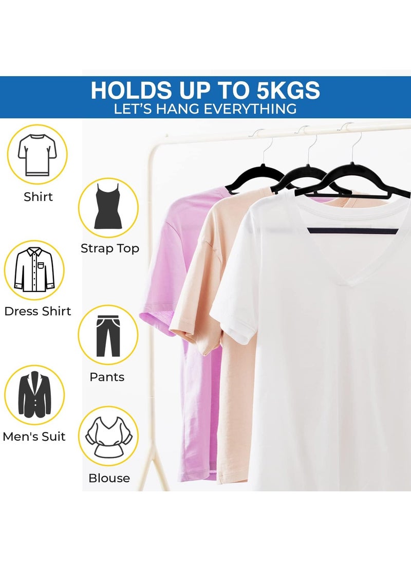 CityRiya-Long Hangers 50 Pack Coat Hanger Premium Suit Hangers for Men Women Robe Hangers Heavy Duty Clothing Hangers Pants Hanger Set Black Clothes Hangers with 360° Rotatable Hook & Shoulder Grooves  - Image 4