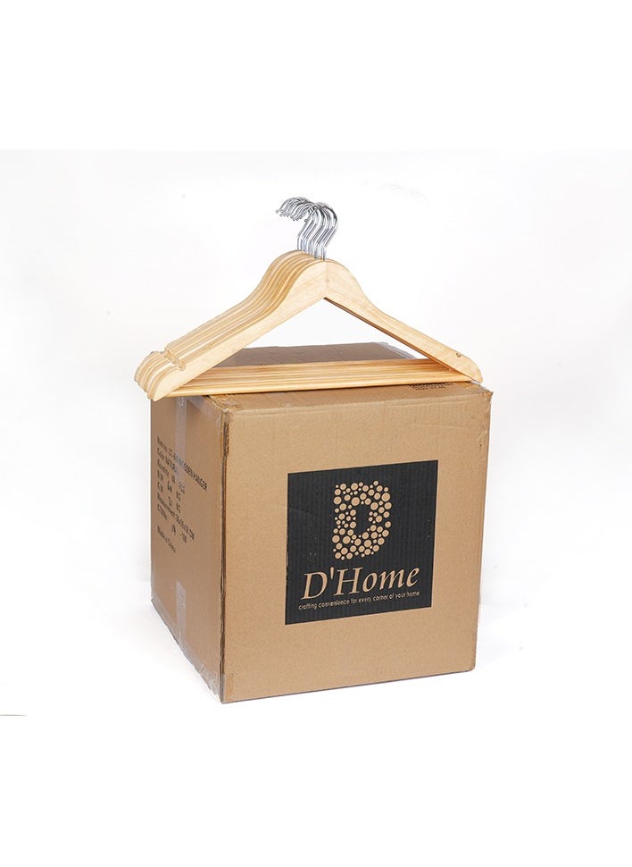 D'HOME D'HOME Wooden Hangers 30 Pack – 40cm Natural Wood Coat Hangers with 360° Swivel Chrome Hook & Non-Slip Bar – Premium Wooden Hangers for Suits, Shirts, Pants, Kandora, Abaya, Kaftan  - Image 1