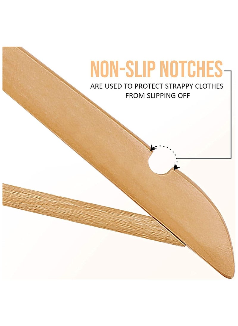 D'HOME D'HOME Wooden Hangers 30 Pack – 40cm Natural Wood Coat Hangers with 360° Swivel Chrome Hook & Non-Slip Bar – Premium Wooden Hangers for Suits, Shirts, Pants, Kandora, Abaya, Kaftan  - Image 5