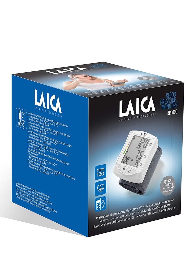 LAICA Automatic Wrist Blood Pressure Monitor with 120 Memory Records - Image 4