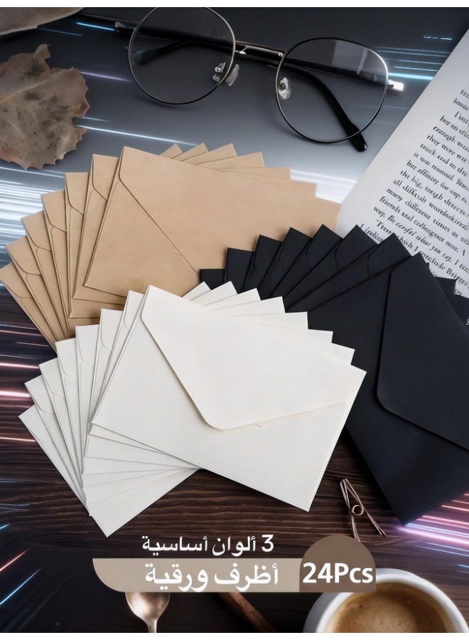 10pcs Gift Wrapping Paper Ribbon Sticker Tape Set, Durable Gift Wrap Set for Birthday Party, Valentine’s Day, Wedding, Baby Shower, Bridal Shower, Graduation & 24 Pack Mini Envelopes,Thick Vintage Paper Envelopes,Small Envelopes，Business Card in 3 Colors for Wedding Invitations, Greeting Cards, Thank You Notes, Gift Cards & Holiday Decor (Kraft, Black, White,10×7cm) Bundle - Image 3