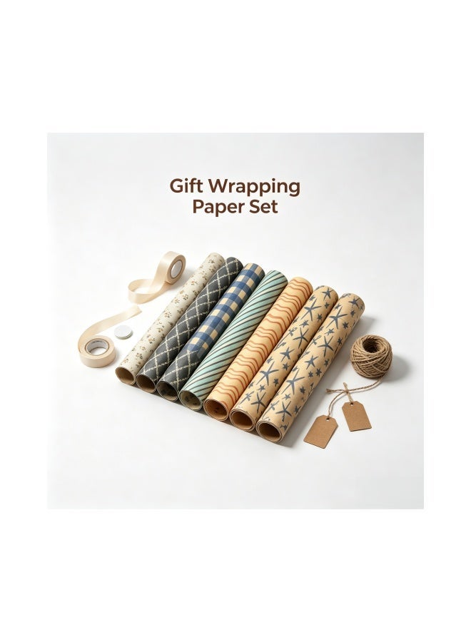 10pcs Gift Wrapping Paper Ribbon Sticker Tape Set, Durable Gift Wrap Set for Birthday Party, Valentine’s Day, Wedding, Baby Shower, Bridal Shower, Graduation & 24 Pack Mini Envelopes,Thick Vintage Paper Envelopes,Small Envelopes，Business Card in 3 Colors for Wedding Invitations, Greeting Cards, Thank You Notes, Gift Cards & Holiday Decor (Kraft, Black, White,10×7cm) Bundle - Image 2