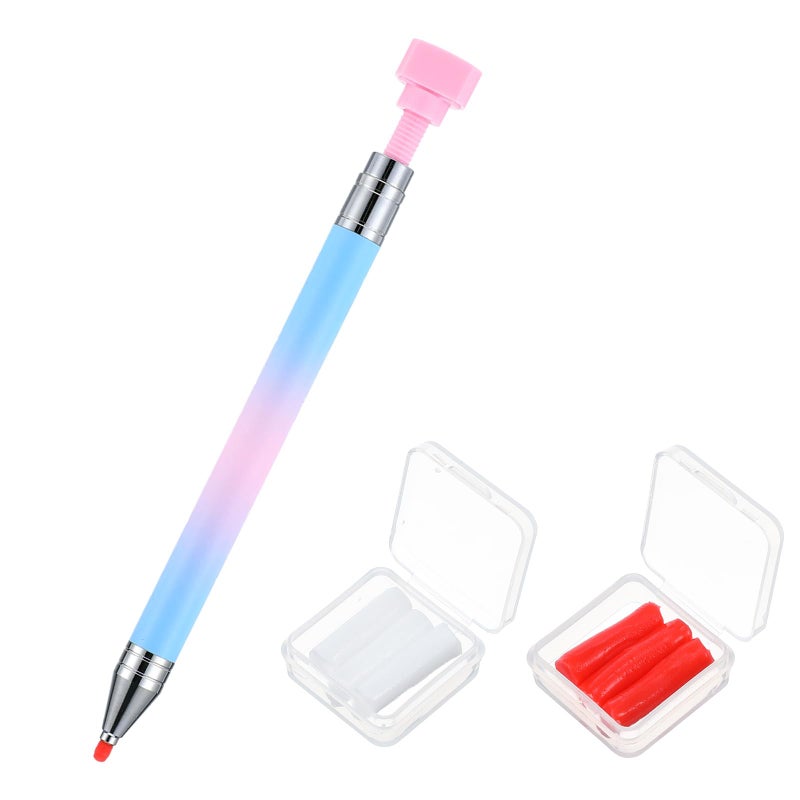 KFHENSOMR Rhinestone Picker Wax Pen Refillable Diamond Art Painting Pen Rhinestones Applicator with 6 Additional Wax Refills Diamond Picker Tools for Nail Design and Gem Art Painting - Image 1