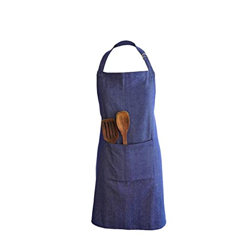 Ecotribe Set of 2 Cotton Apron for Kitchen-Adjustable Belt-Unisex Apron with Utility Pocket-Cooking Kitchen Apron-Free Size (Denim Blue & Denim Grey) - Image 2