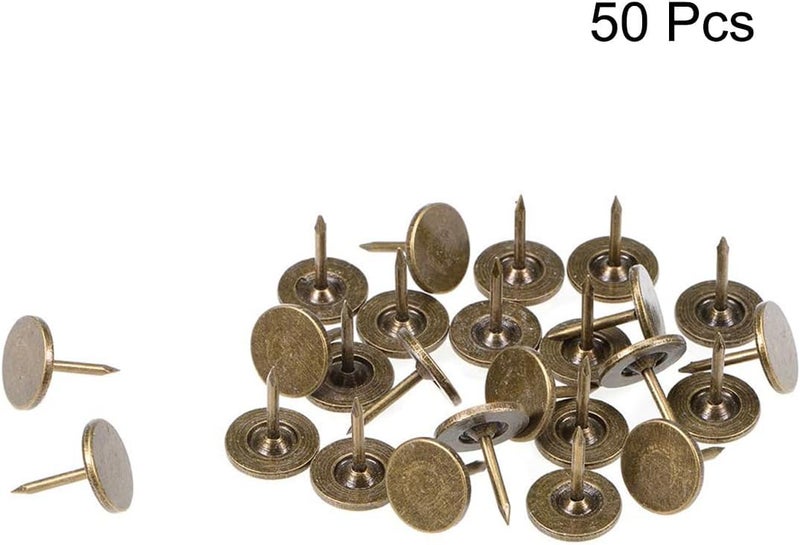TOP-VIGOR 50pcs Bronze Flat Head Upholstery Tacks, Heavy Duty Push Pins, 11 x 13mm Decorative Thumb Tacks for Wall, Cork Board, Furniture and Notice Board - Image 3