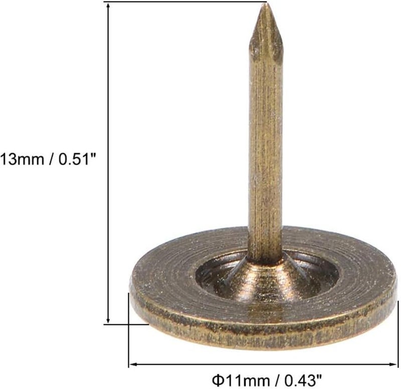 TOP-VIGOR 50pcs Bronze Flat Head Upholstery Tacks, Heavy Duty Push Pins, 11 x 13mm Decorative Thumb Tacks for Wall, Cork Board, Furniture and Notice Board - Image 2