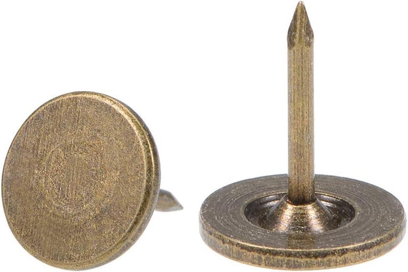 TOP-VIGOR 50pcs Bronze Flat Head Upholstery Tacks, Heavy Duty Push Pins, 11 x 13mm Decorative Thumb Tacks for Wall, Cork Board, Furniture and Notice Board - Image 1
