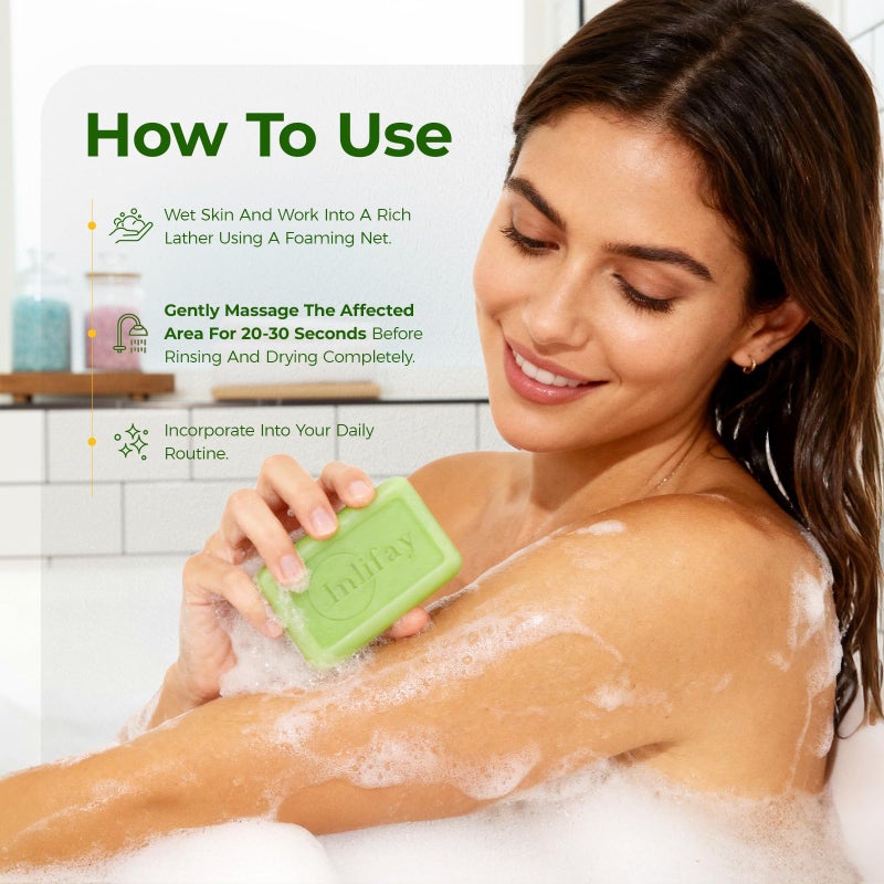 Inlifay Antifungal Soap Bar for Men: Anti Fungal Skin Soap for Athlete's Foot, Jock Itch, Ringworm - Tea Tree Fungus Soap for Active People Daily Body Cleansing | 2 Bars (1 Pack) - Image 5