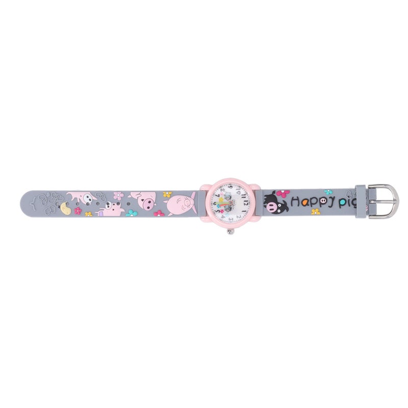 3D Cartoon Watch Toys Clear Scale Cute Pig Decoration Waterproof Kids Watch for 3 to 8 Years Old Boy Home School Grey - Image 2