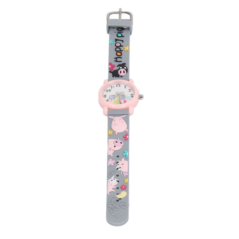 3D Cartoon Watch Toys Clear Scale Cute Pig Decoration Waterproof Kids Watch for 3 to 8 Years Old Boy Home School Grey - Image 4