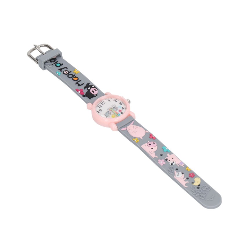 3D Cartoon Watch Toys Clear Scale Cute Pig Decoration Waterproof Kids Watch for 3 to 8 Years Old Boy Home School Grey - Image 5