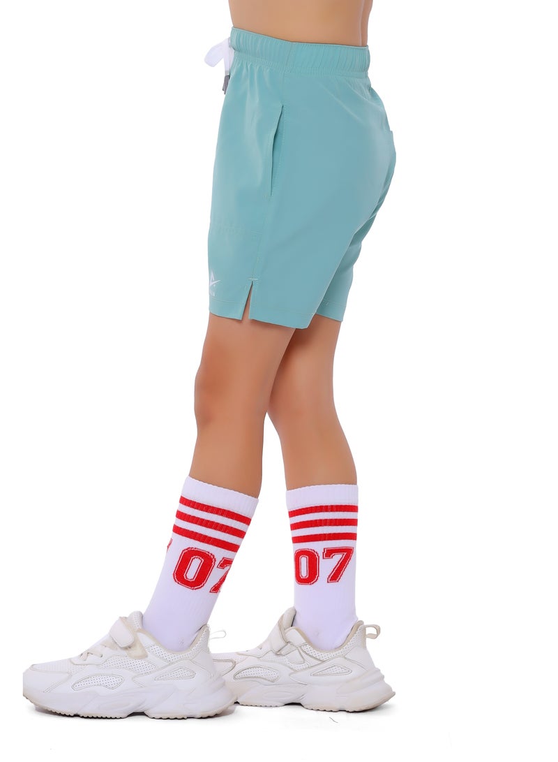 ANJA Boys' Light Teal Basic Shorts – Comfortable, Versatile Design - Image 2