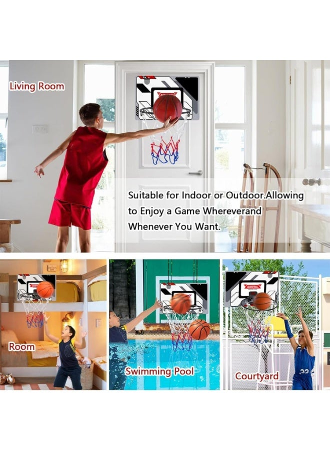 Pikengenus Mini Basketball Hoop for Kids 5 6 7 8 9 10 11 12 Years Over The Door Basketball Hoop with Electronic Scoreboard and 3 Balls - Image 2