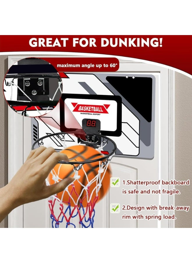 Pikengenus Mini Basketball Hoop for Kids 5 6 7 8 9 10 11 12 Years Over The Door Basketball Hoop with Electronic Scoreboard and 3 Balls - Image 3