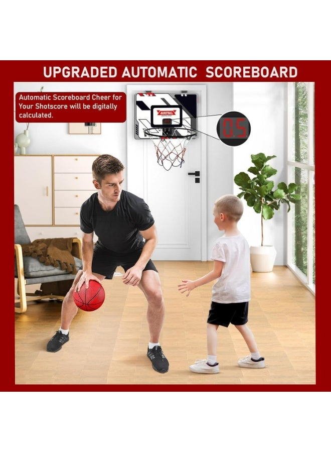 Pikengenus Mini Basketball Hoop for Kids 5 6 7 8 9 10 11 12 Years Over The Door Basketball Hoop with Electronic Scoreboard and 3 Balls - Image 4