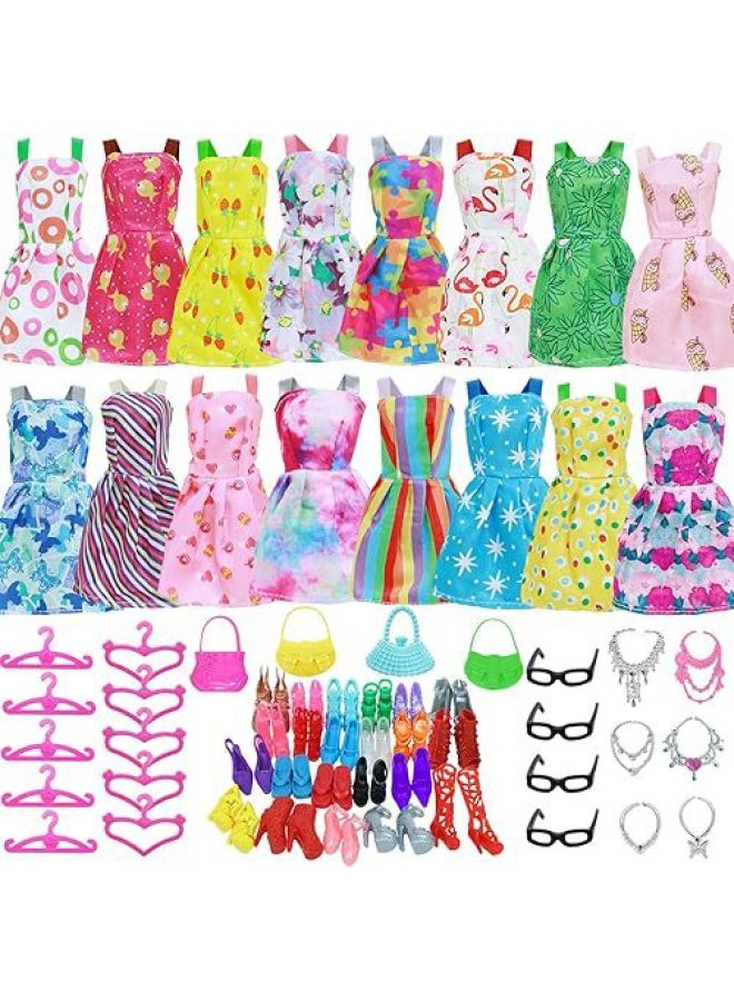 30cm Doll Clothes Suit Dress Dress Princess Dress Necklace Shoes Doll Girl Toy Cross Border-Height:42-piece Set - Image 1