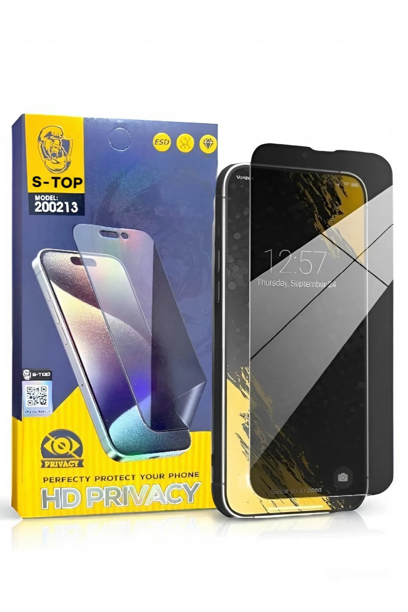 اس-توب واقي شاشة نانو مضاد للتجسس لـ آيفون 14 برو ماكس (iPhone 14 Pro Max) لحماية الخصوصية (لقافة)  من S-TOP, حماية قصوى للشاشة من الخدوش والكسر - Image 1