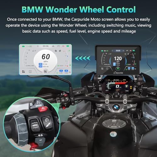 CARPURIDE W502BS for BMW Motorcycle CarPlay & Android Auto Dual Bluetooth, 5" Waterproof GPS Navigation Screen, Data Reading, Native Wonder, TPMS, Light Sensor, Music Sharing, Intercom, 16-Pin - Image 3