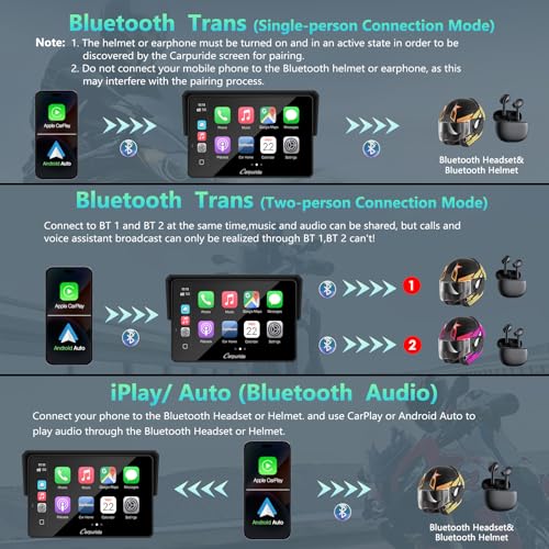 CARPURIDE W502BS for BMW Motorcycle CarPlay & Android Auto Dual Bluetooth, 5" Waterproof GPS Navigation Screen, Data Reading, Native Wonder, TPMS, Light Sensor, Music Sharing, Intercom, 16-Pin - Image 4