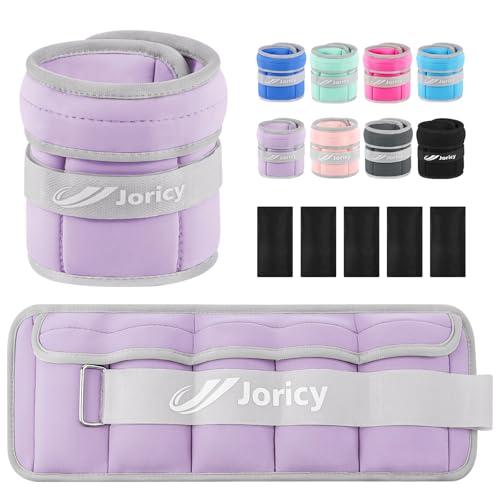 JORICY Adjustable Ankle Weights for Women Men Kids 1-3 LBS 1 Pair Wrist Leg Arm Weights with Removable Weight, Strength Training Weight for Jogging, Walking, Running, Fitness, Gym Workout, Purple - Image 1