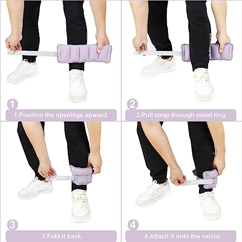 JORICY Adjustable Ankle Weights for Women Men Kids 1-3 LBS 1 Pair Wrist Leg Arm Weights with Removable Weight, Strength Training Weight for Jogging, Walking, Running, Fitness, Gym Workout, Purple - Image 4
