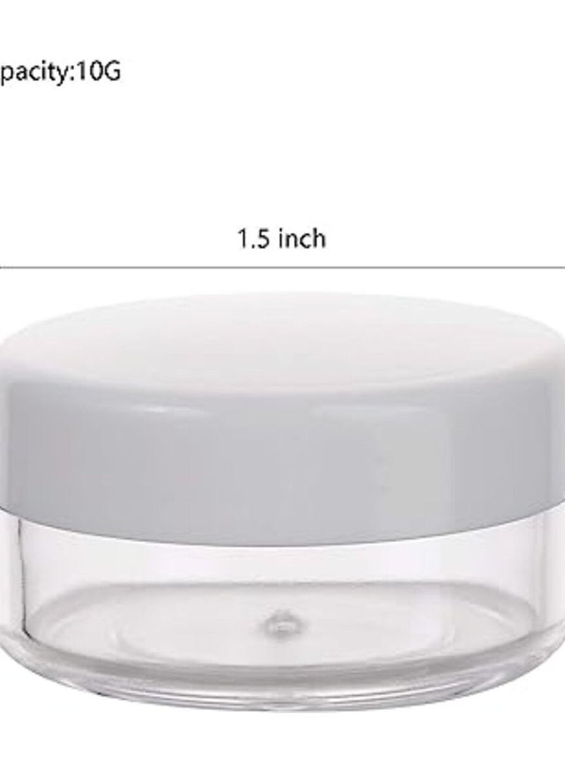 مجموعة من 100 قطعة من حاويات المنتج مع اغطية بوزن 10 جرام، برطمانات بلاستيكية قابلة لاعادة الملء، حاويات لمستحضرات التجميل الفارغة ولادوات النظافة - Image 3