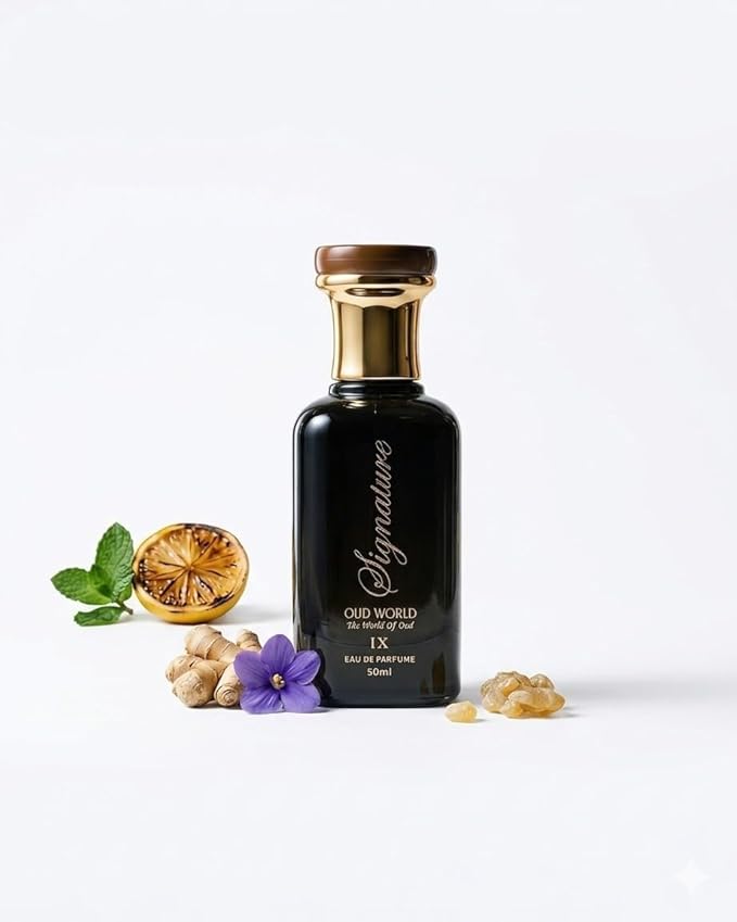 Oud World Signature 9 – Luxury Unisex Eau de Parfum (50ml) | Icy Mint & Spicy Ginger Fusion | Violet, Frankincense & Smoky Lemon – Version 9 - Image 1