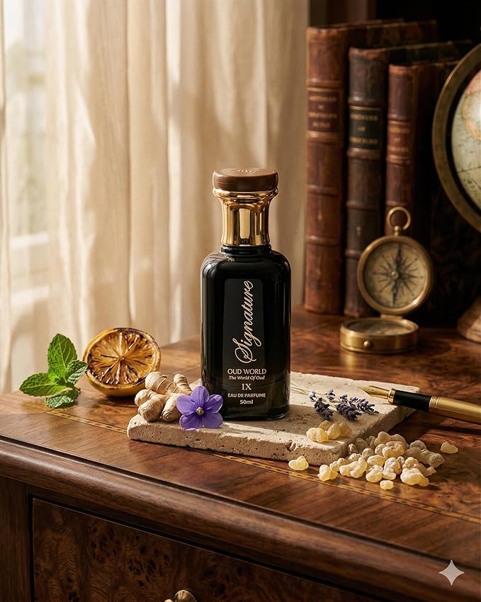 Oud World Signature 9 – Luxury Unisex Eau de Parfum (50ml) | Icy Mint & Spicy Ginger Fusion | Violet, Frankincense & Smoky Lemon – Version 9 - Image 2