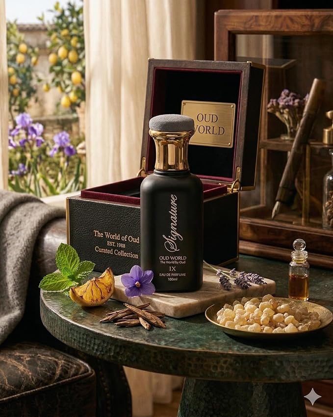 Oud World Signature 9 – Luxury Unisex Eau de Parfum (50ml) | Icy Mint & Spicy Ginger Fusion | Violet, Frankincense & Smoky Lemon – Version 9 - Image 3