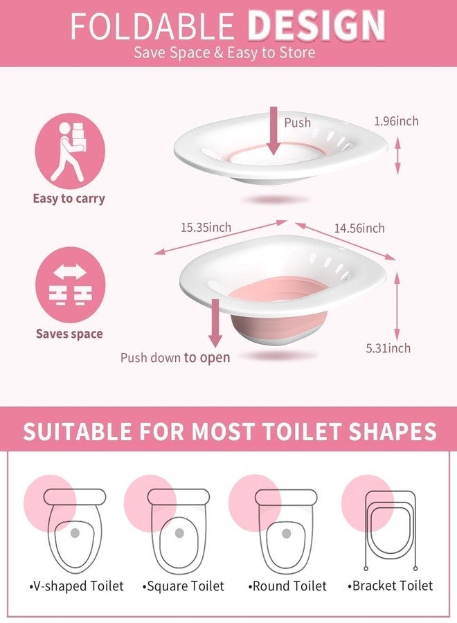 Foldable Sitz Bath Tub for Toilet Seat with Pressure Pump | Sitz Bath for Hemorrhoids, Fissure, Piles & Postpartum Care | Portable Toilet Sitz Bath Basin for Women & Adults - Image 3
