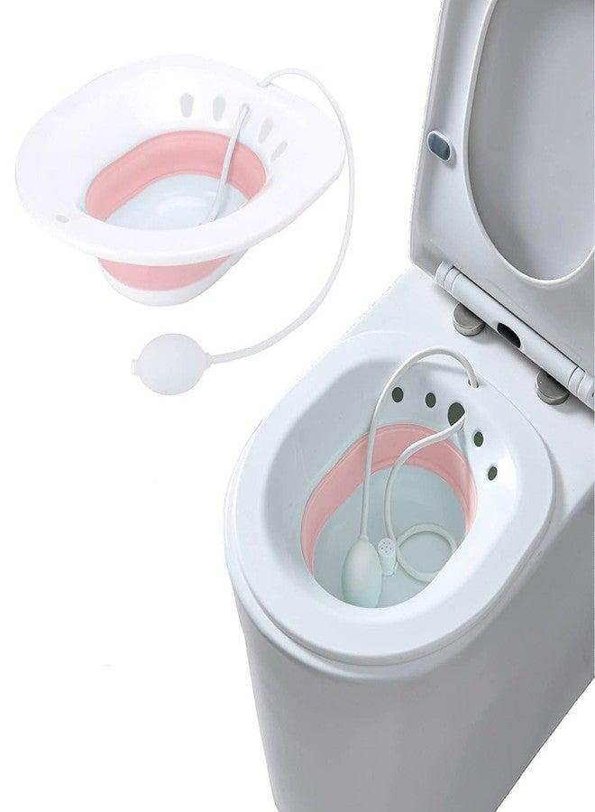 Foldable Sitz Bath Tub for Toilet Seat with Pressure Pump | Sitz Bath for Hemorrhoids, Fissure, Piles & Postpartum Care | Portable Toilet Sitz Bath Basin for Women & Adults - Image 1