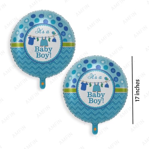 AMFIN (Pack of 7) Cradle shape Baby Shower Foil Balloons Baby shower decoration material Its a boy decorations - Blue - Image 5