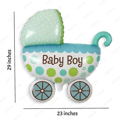 AMFIN (Pack of 7) Cradle shape Baby Shower Foil Balloons Baby shower decoration material Its a boy decorations - Blue - Image 4
