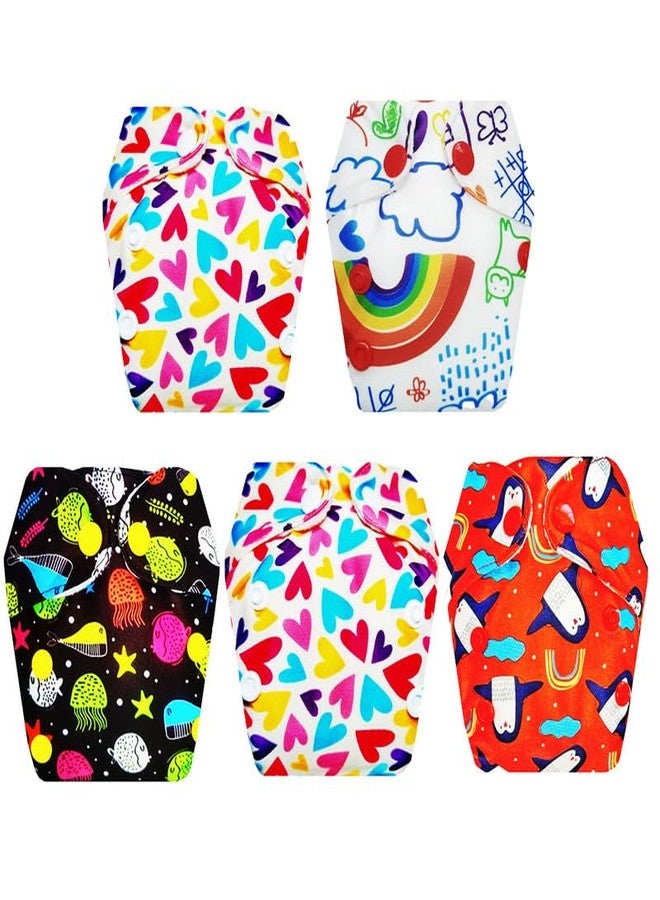 حفاضات قماشية فاخرة من دمبلدو للأطفال حديثي الولادة مع طبقة امتصاص مدمجة (عبوة من 5) | ناعمة ولطيفة | طبقة امتصاص من 6 طبقات | سهلة التنظيف | تغيير حفاضات بدون قلق | من 0 إلى 4 أشهر | للجنسين - Image 1