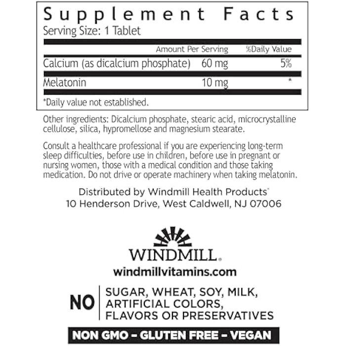 Windmill Melatonin Tabs, 10 mg, T/R Wmill 60 - Image 2