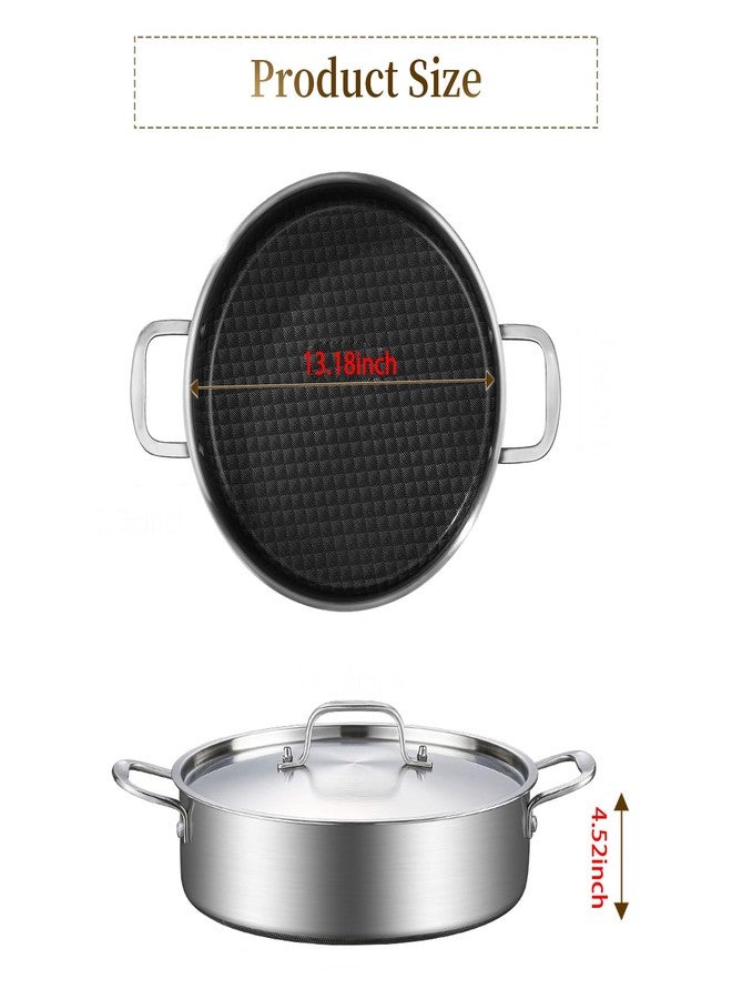DELARLO 8Quart Tri-Ply Stainless Steel Non Stick Braiser Pan with Lid,13inch Deep Frying Pan,Large Skillet,Jumbo Cooker,Induction Compatible,Heavy Duty and Oven Safe. - Image 5