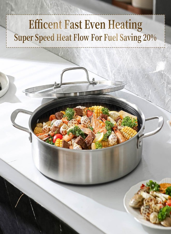 DELARLO 8Quart Tri-Ply Stainless Steel Non Stick Braiser Pan with Lid,13inch Deep Frying Pan,Large Skillet,Jumbo Cooker,Induction Compatible,Heavy Duty and Oven Safe. - Image 3