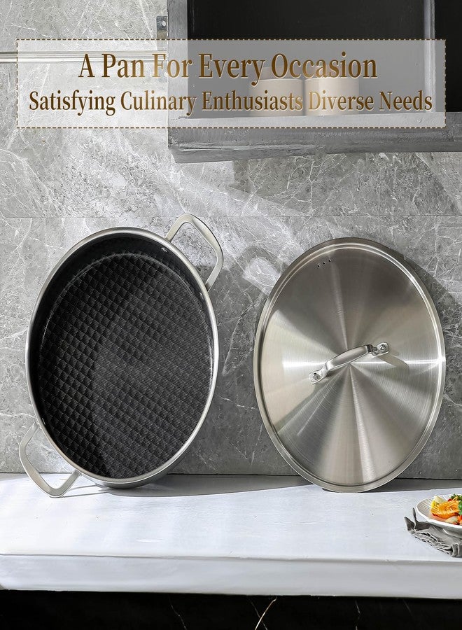 DELARLO 8Quart Tri-Ply Stainless Steel Non Stick Braiser Pan with Lid,13inch Deep Frying Pan,Large Skillet,Jumbo Cooker,Induction Compatible,Heavy Duty and Oven Safe. - Image 4