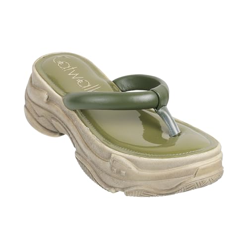Catwalk Women Stylised SLIP-ON Platforms | For Women & Girls (GREEN,7 UK) - Image 1
