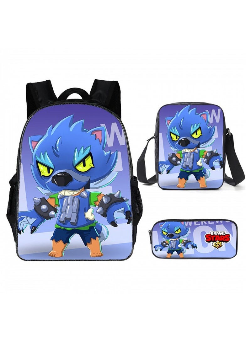 Brawl Stars Student Cartoon Anime Backpack Three-Piece Set 29*16*42cm