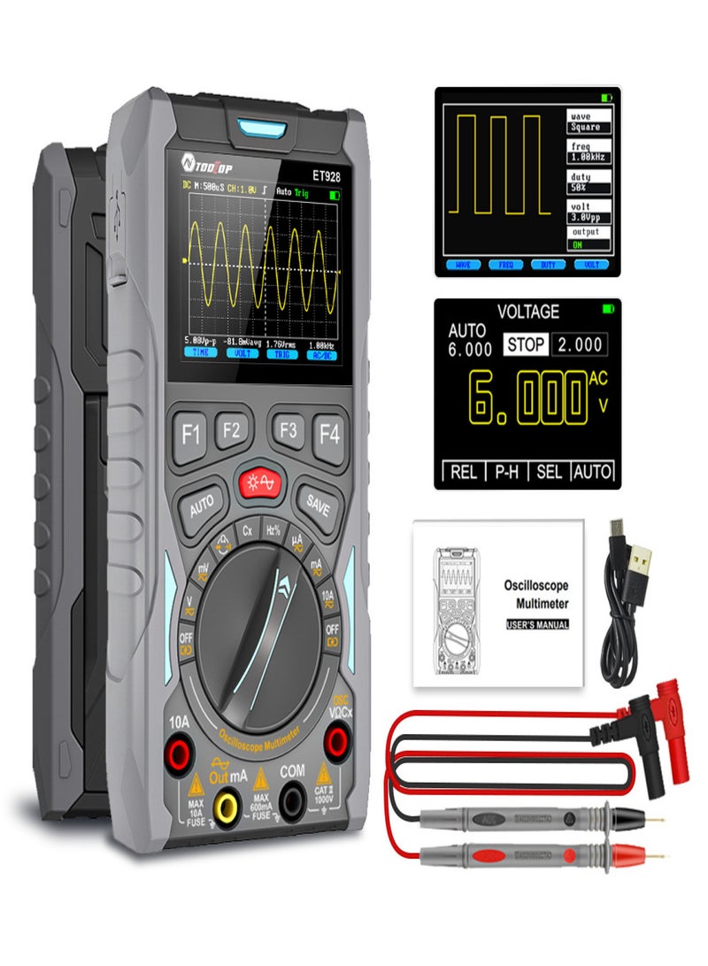 ET928 Portable Oscilloscope 3-in-1 Handheld Oscilloscope/Multimeter/Signal Generator High Storage Capacity Low Power 12MHz 50MSPS - Image 3